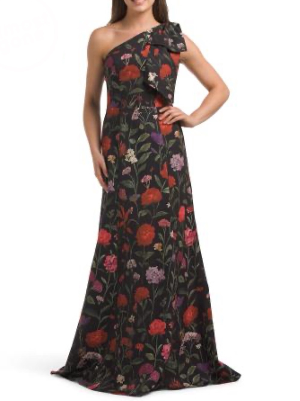 RENE BY RENE RUIZ One Shoulder Floral Mikado Gown